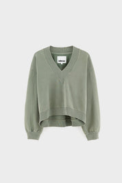 Sula Sweatshirt in het lichtgroen met v-hals van Bellerose