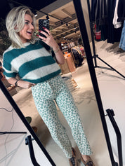 Lew green cheetah pants