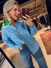 Joyful crochet collar shirt