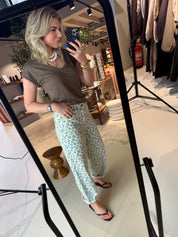 Lew green cheetah pants