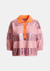 Illuminati striped sequin polo
