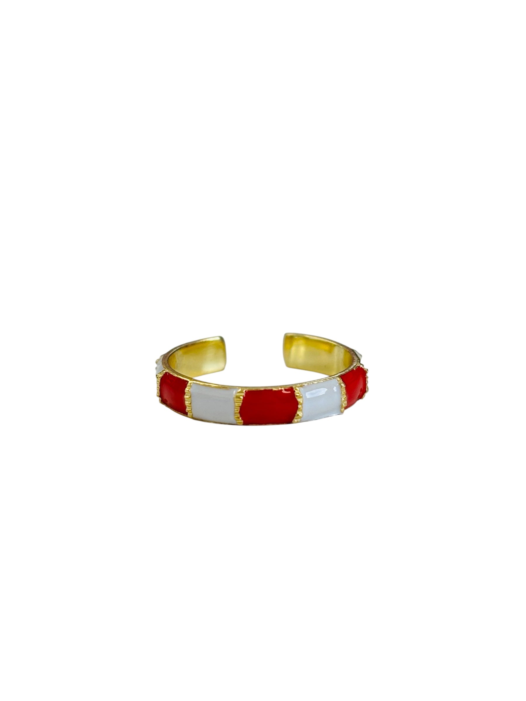 Rood Emaille Ring Streep