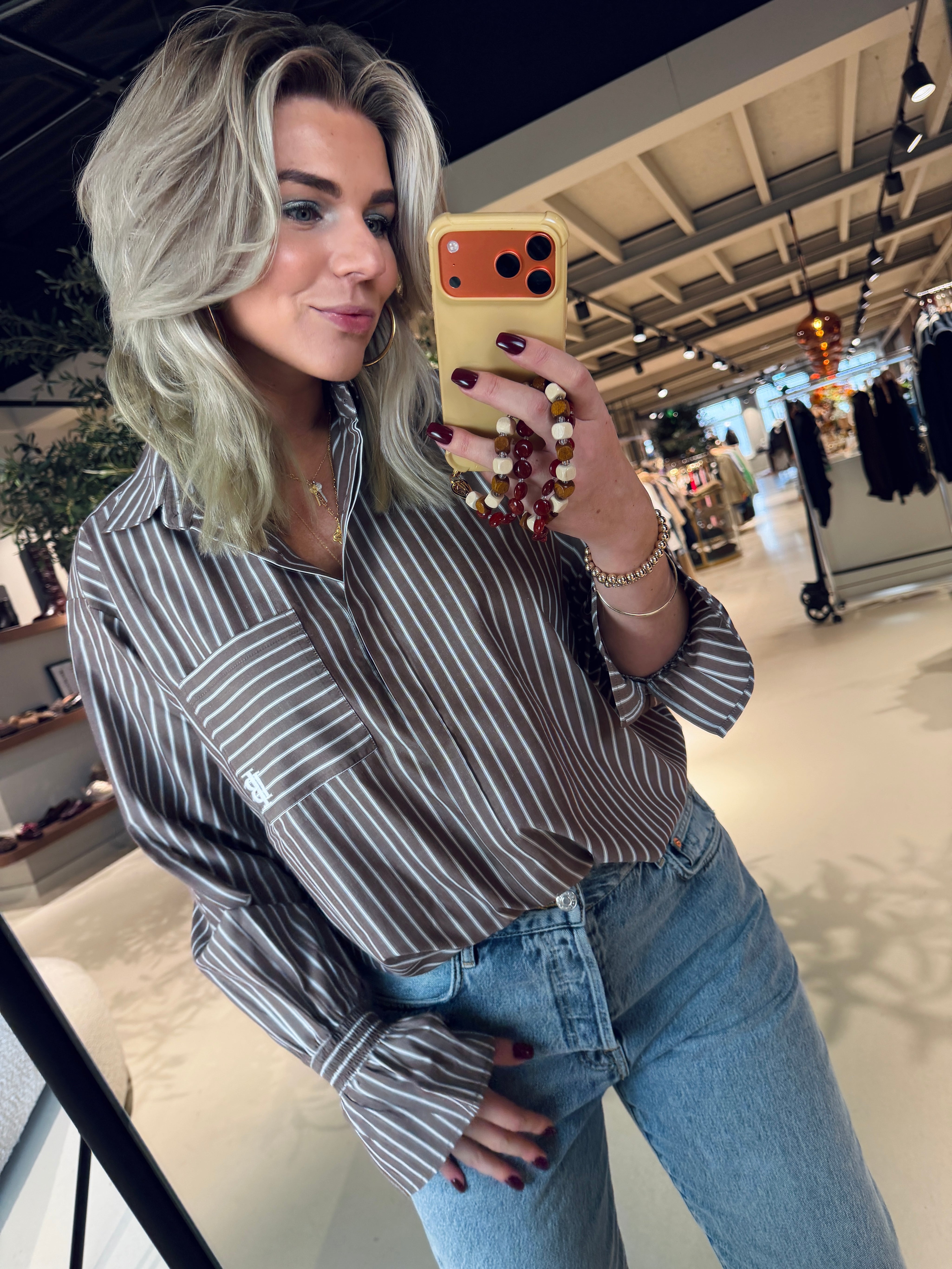 Talya-Tie Brown Blouse