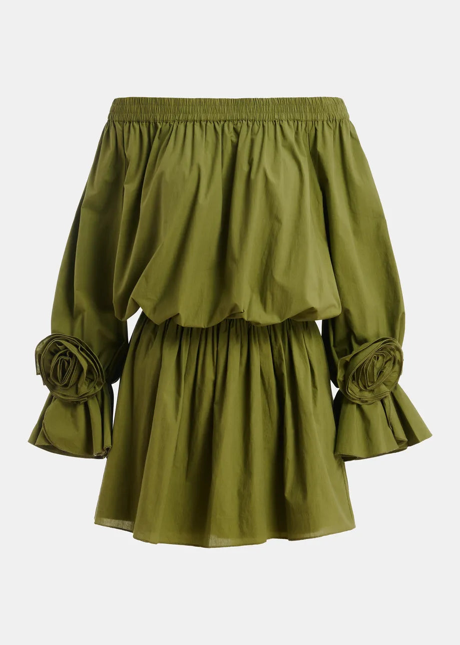 Jegan Off Shoulder Minidress in het groen voor dames van Essentiel Antwerp