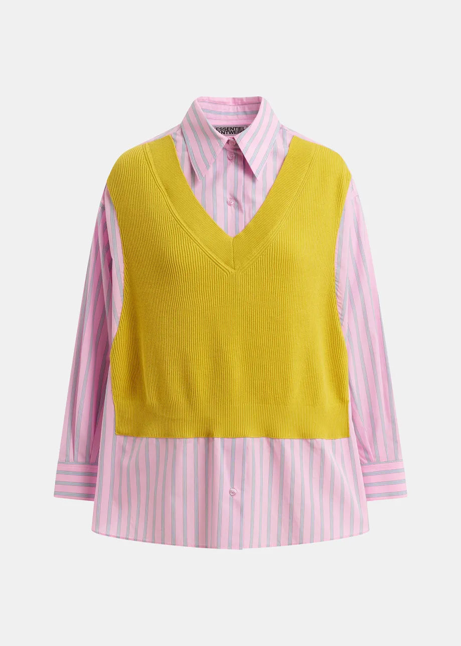 Jit Knit Combo Shirt blouse met pull over voor dames van Essentiel Antwerp