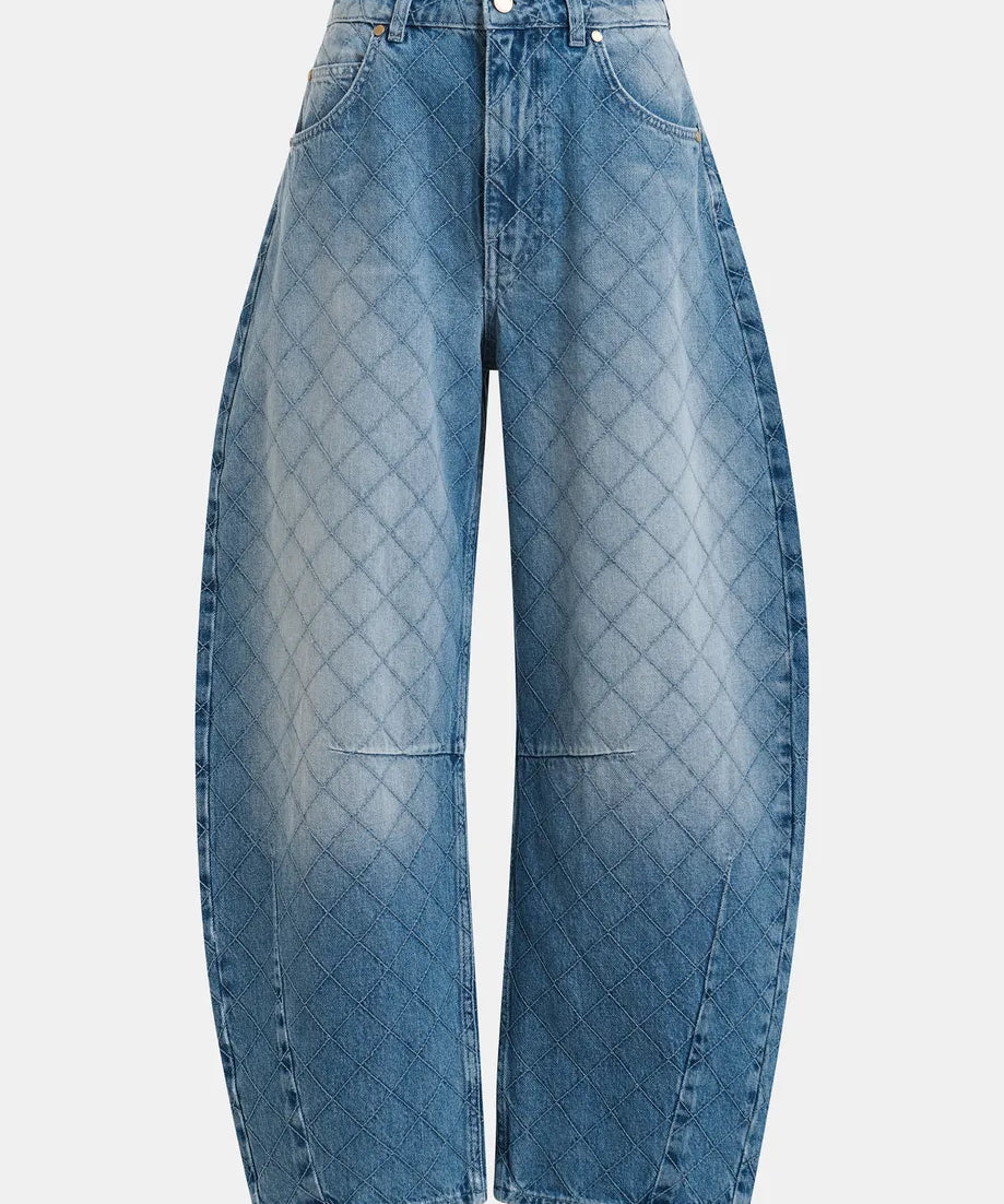 Katsu barrel leg jeans met ruit sierstiksels voor dames van Essentiel Antwerp