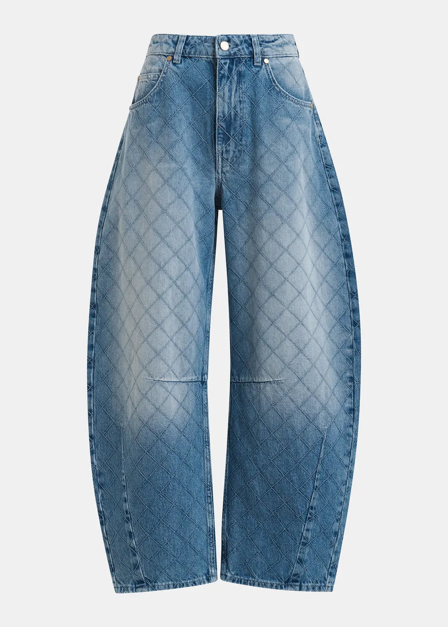 Katsu barrel leg jeans met ruit sierstiksels voor dames van Essentiel Antwerp