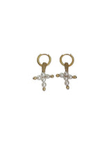 Gouden oorbellen met wit kruis