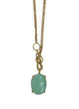 Lange fijne schakelketting met groene edelsteen bedel