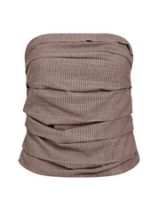 JihoCC Stripe Tube Top strapless bruin van Co'Couture