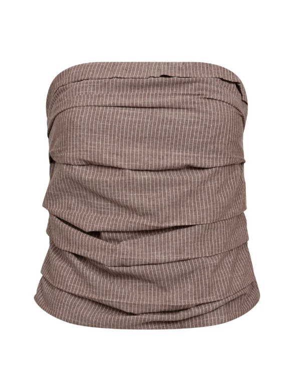 JihoCC Stripe Tube Top strapless bruin van Co'Couture