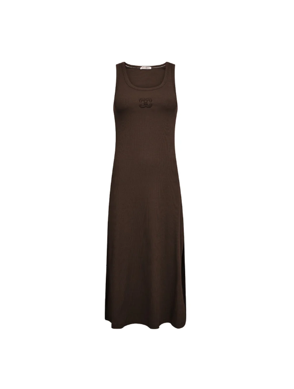 GrannyCC Rib Emb Tank Dress in het bruin van Co'Couture