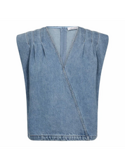 AsjaCC Wrap Denim Top met v-hals voor dames van Co'Couture