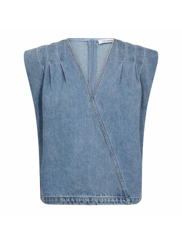 AsjaCC Wrap Denim Top met v-hals voor dames van Co'Couture