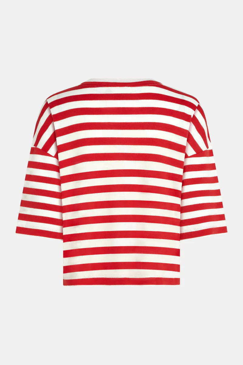 W25T1188 T-shirt stripe - Tomato ecru