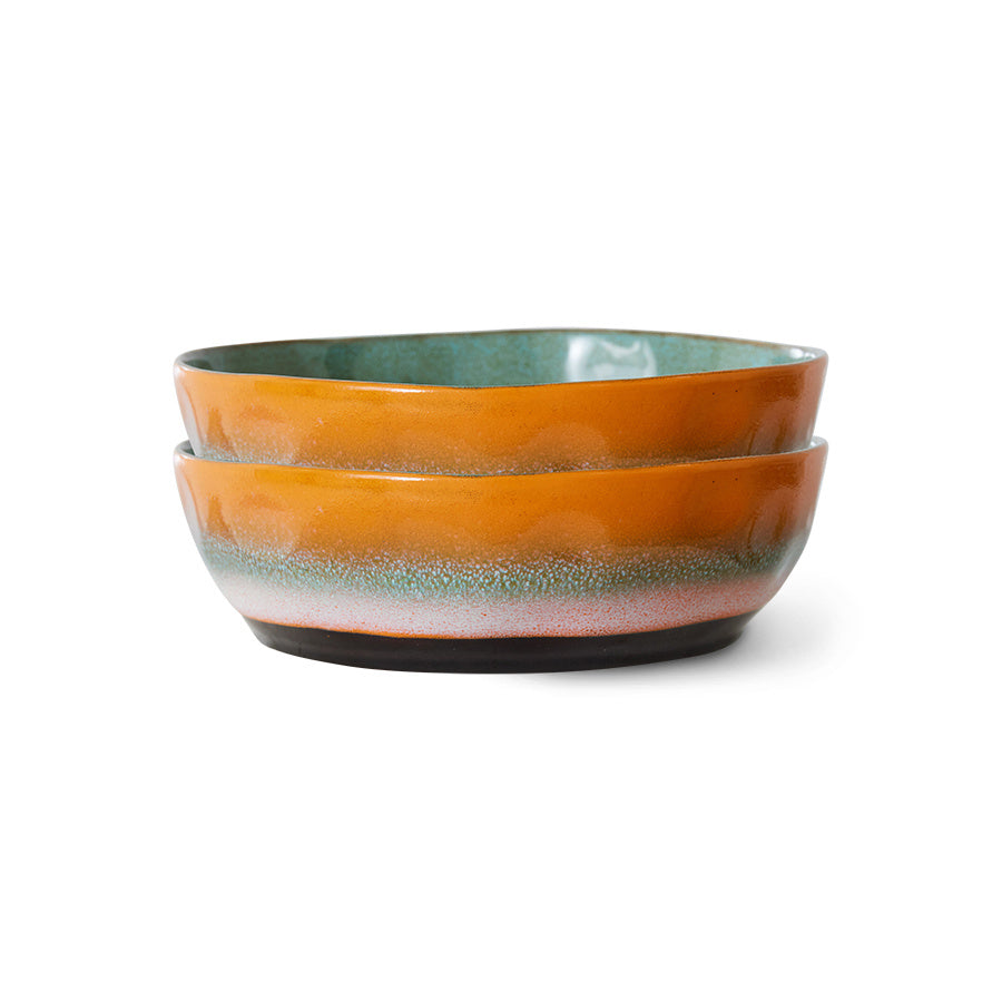 ACE7274 70s ceramics: pasta bowls, golden hour, set of 2
