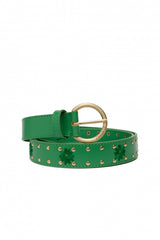 Flower Studded Belt - Green Apple