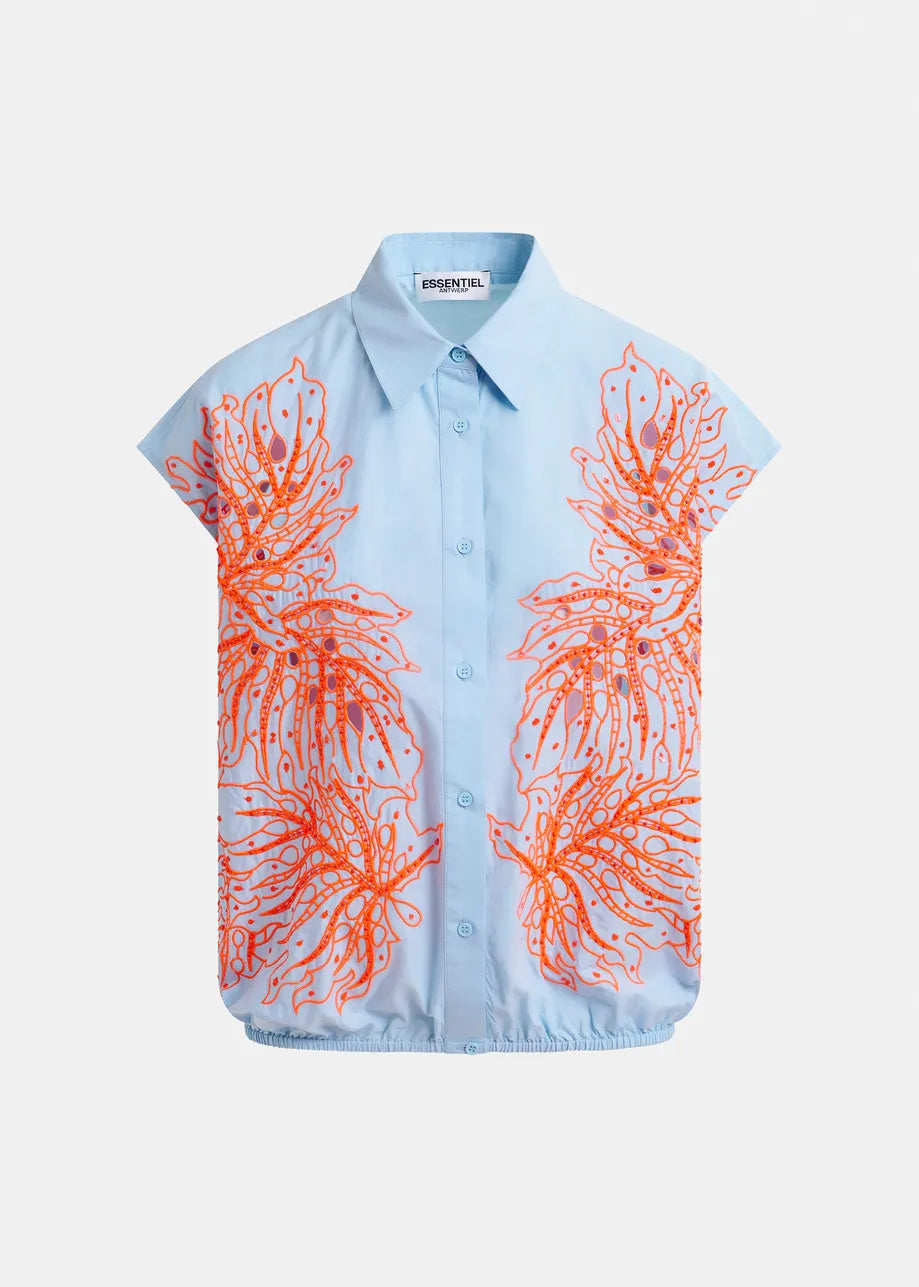 Hebraska embroidered shirt - Combo1 Lake Blue
