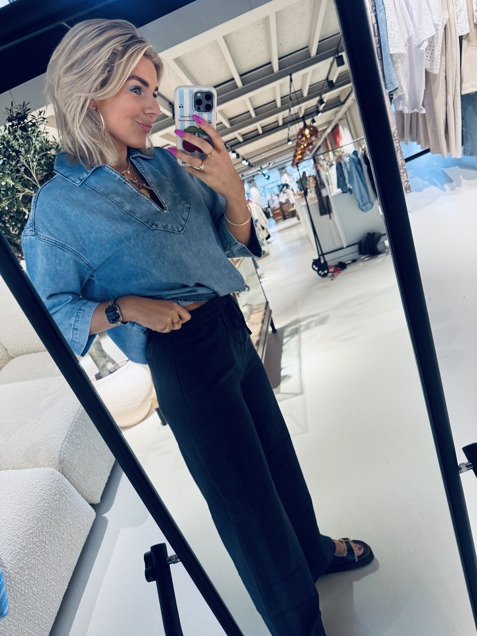 LoiseCC Linen Long Pant - Ink