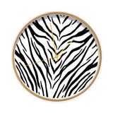 Klok zebra hout/goud 30cm
