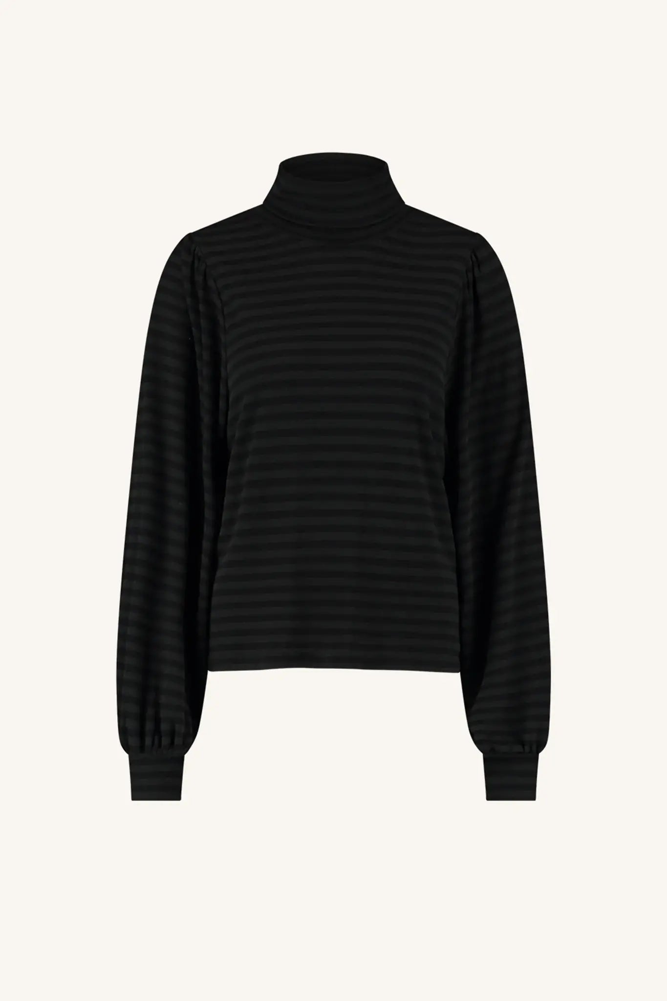 Jojo Roll melange stripe top - Jet black