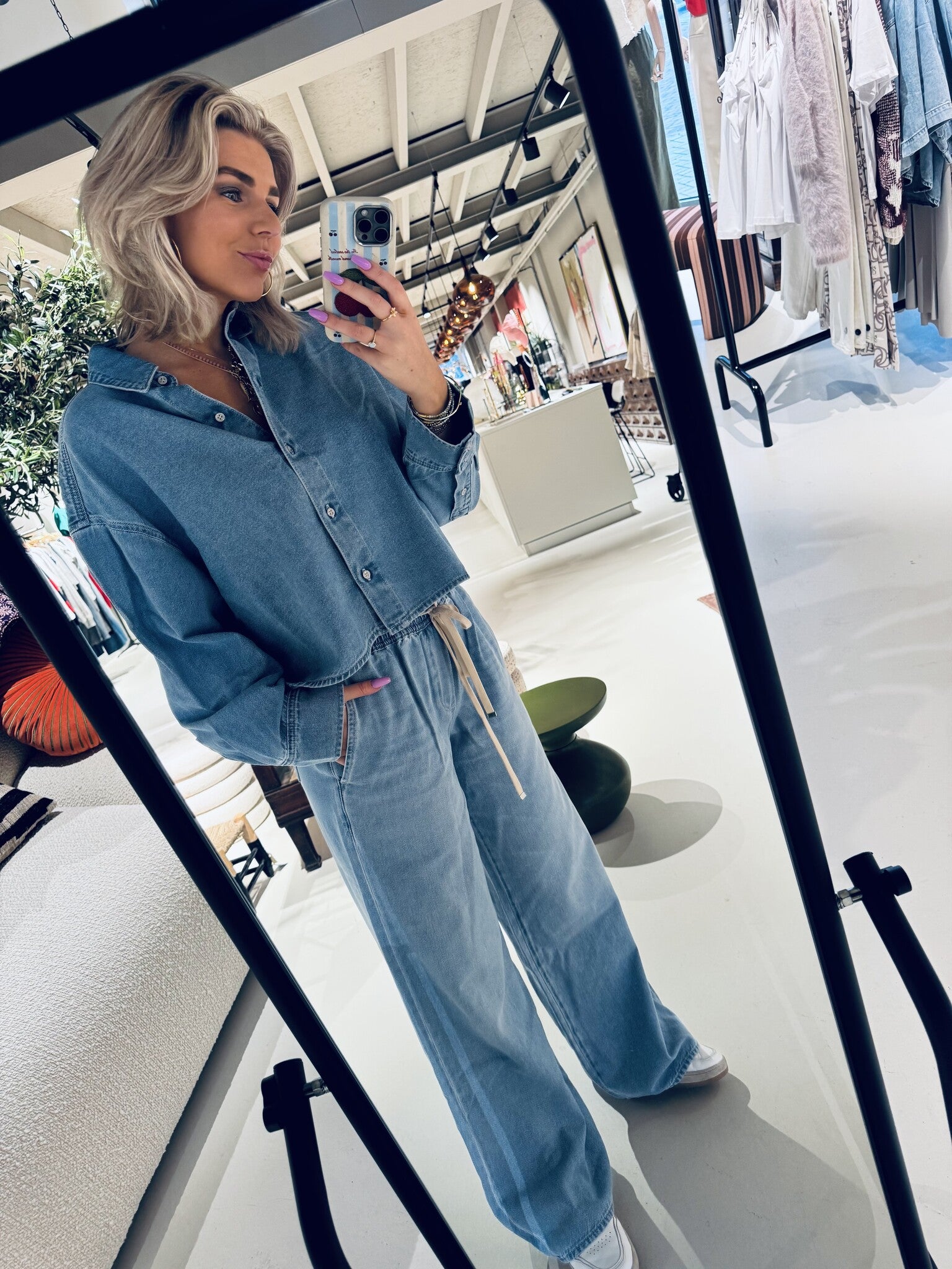 Pull On Wide Leg - Hana - Mid Blue