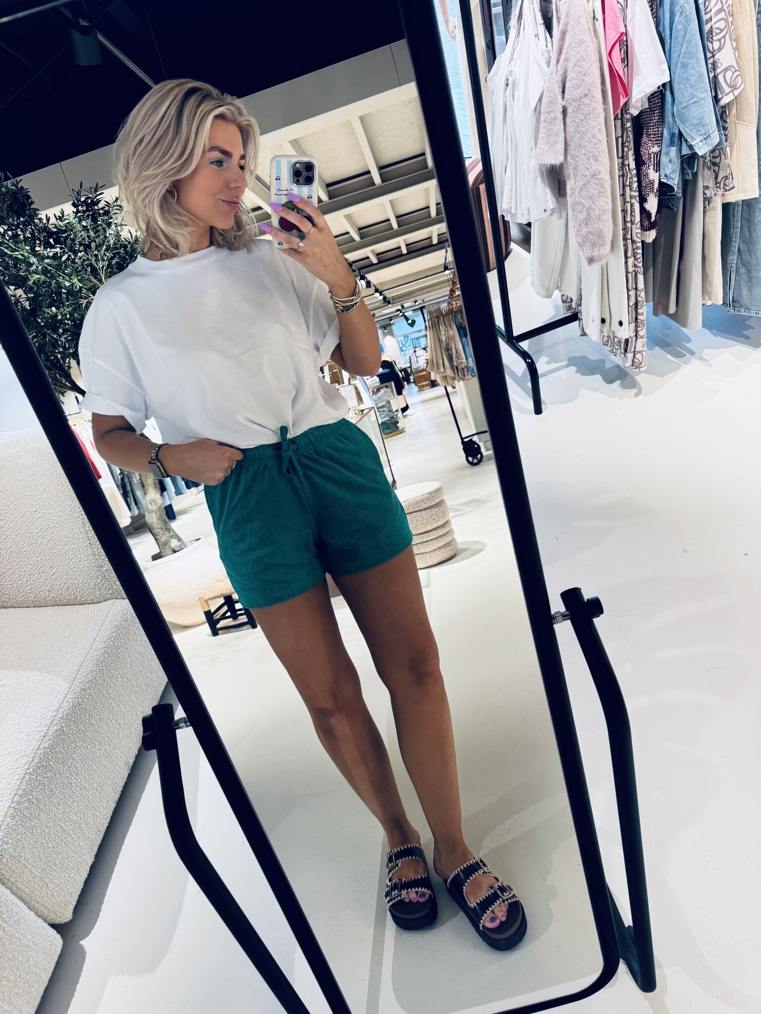 Kid slub shorts - Green lake