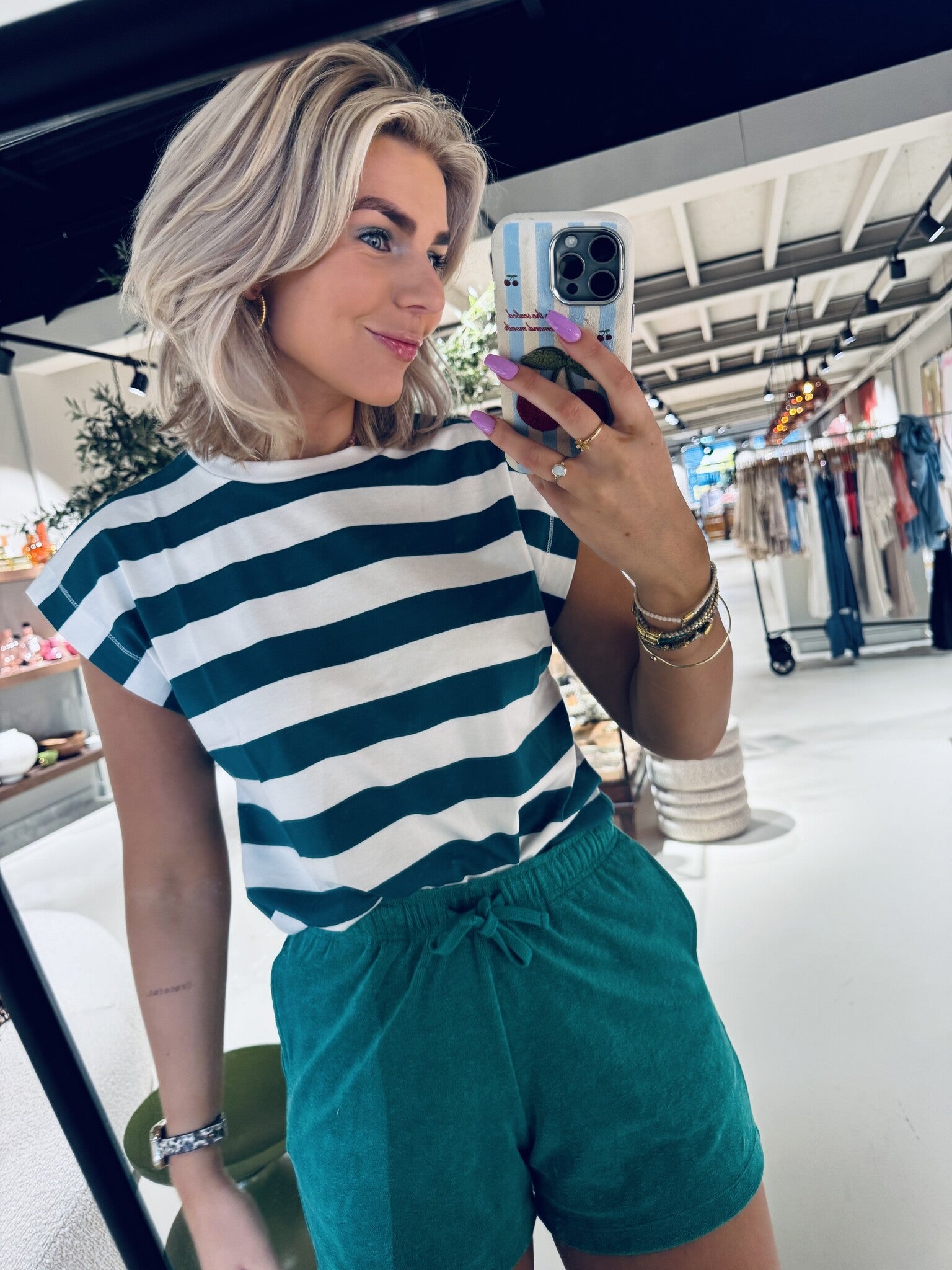 Kid slub shorts - Green lake