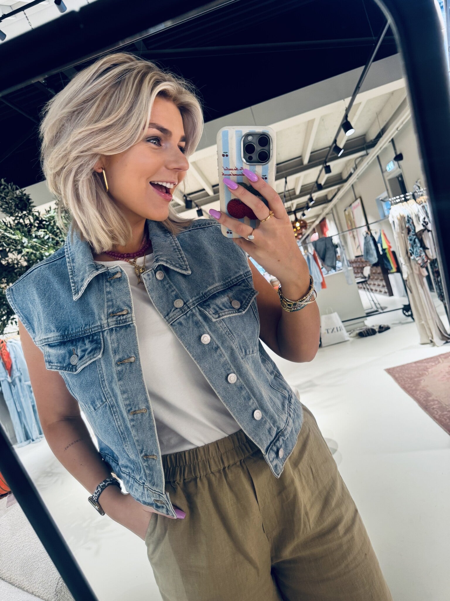 Lucy Denim Gilet - Paradise blue