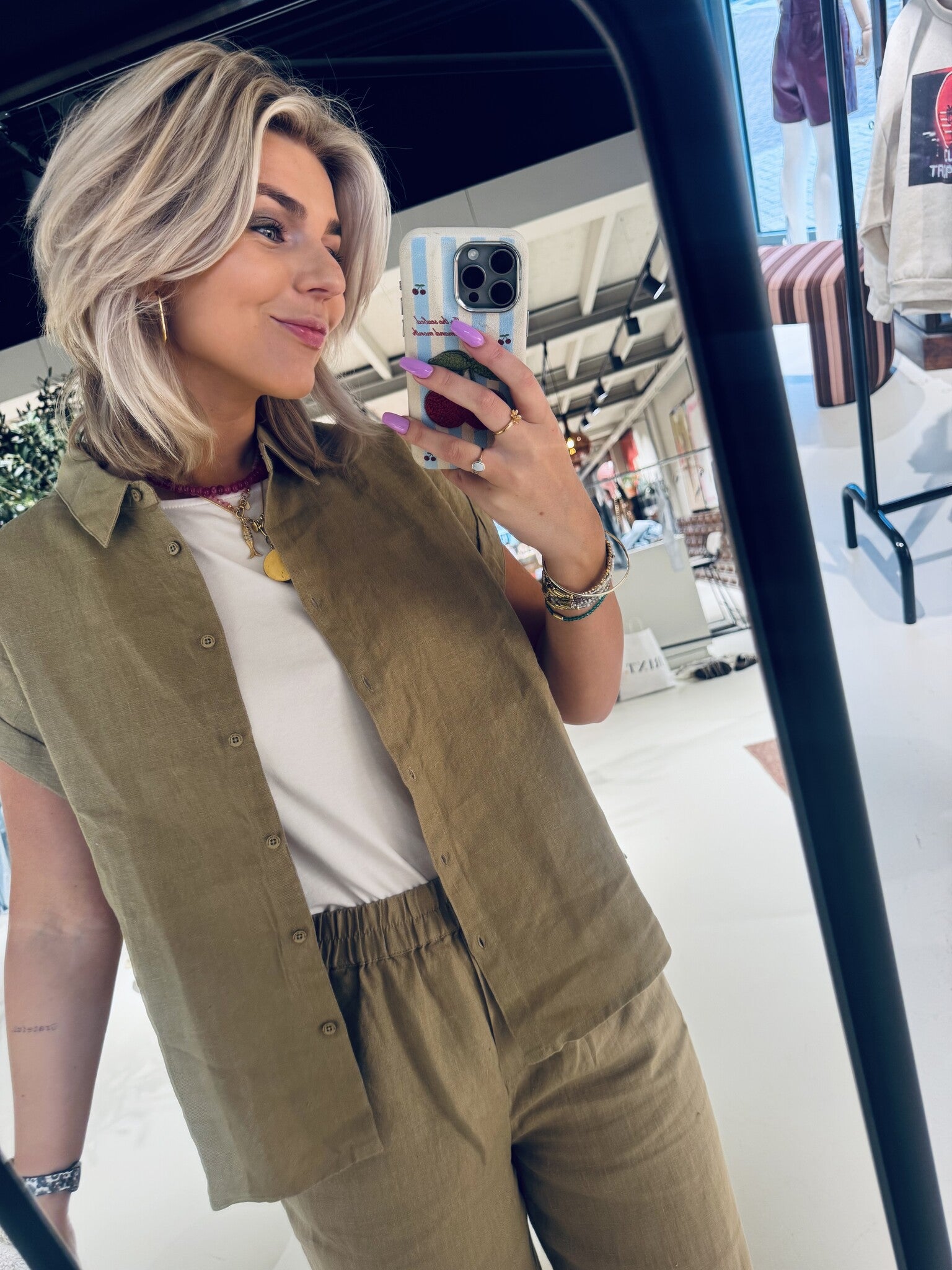 Cheryl Blouse - Olive Gray