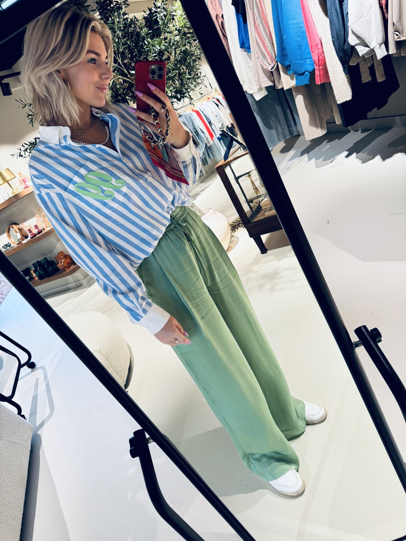 Hollusk wide leg track pants - Kombu Green