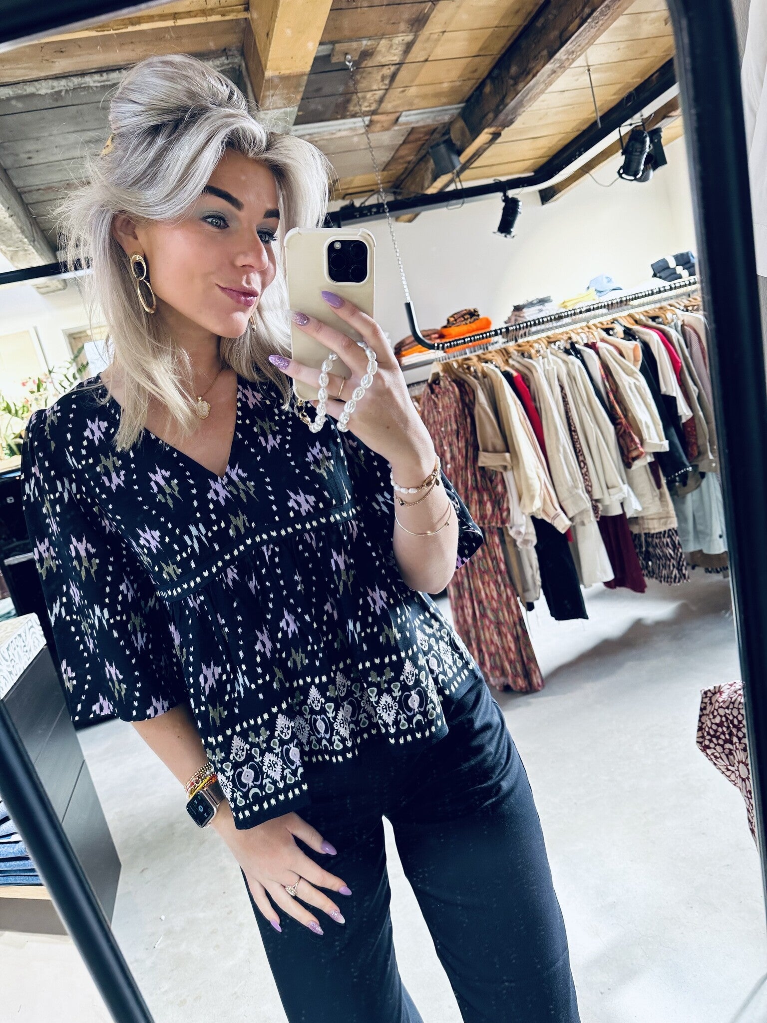 1E24NARR Short sleeve blouse - Bleunuit