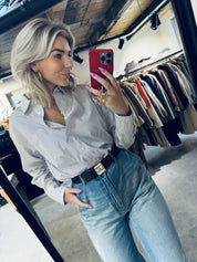 W24Z688 blouse stripe - bizon white