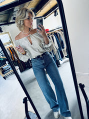 VikaCC Long Wide Seam Jeans - Denim Blue