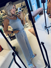 Jules satin smart pants - Cloud blue