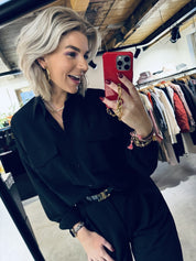 20-406-4204 Overshirt crepe - Black