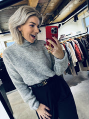 20-604-4204 Coll sweater soft knit - Light grey melee