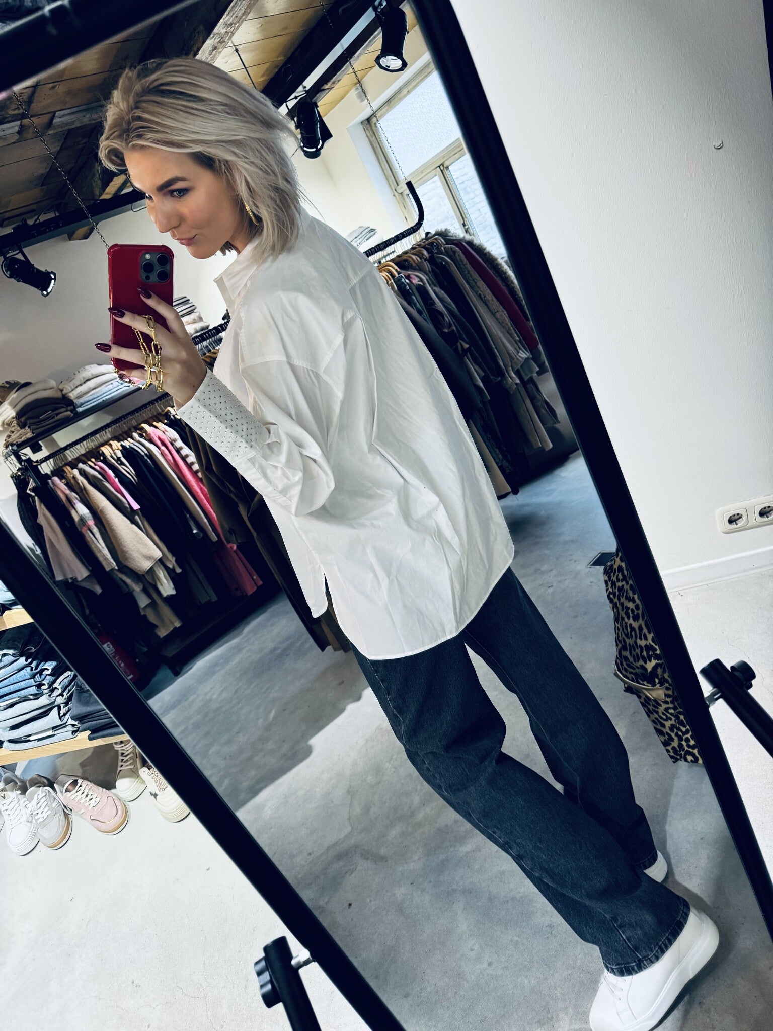 Butler rhinestone shirt - Milk White