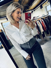 Butler rhinestone shirt - Milk White