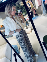 Teo leopard printed wide leg pants - Multicolour