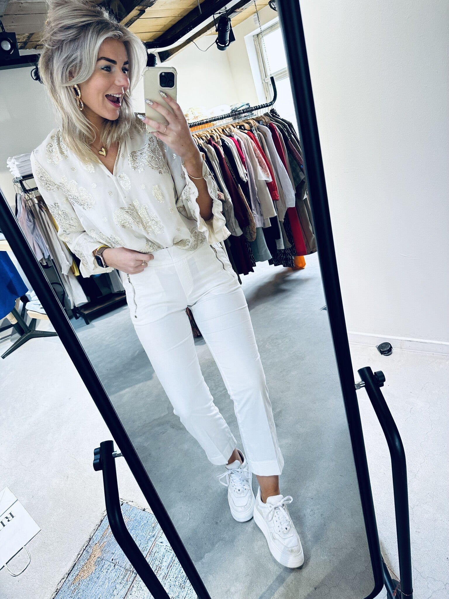 Dodo, 7/8 flare legs Long - 1004 Cl White