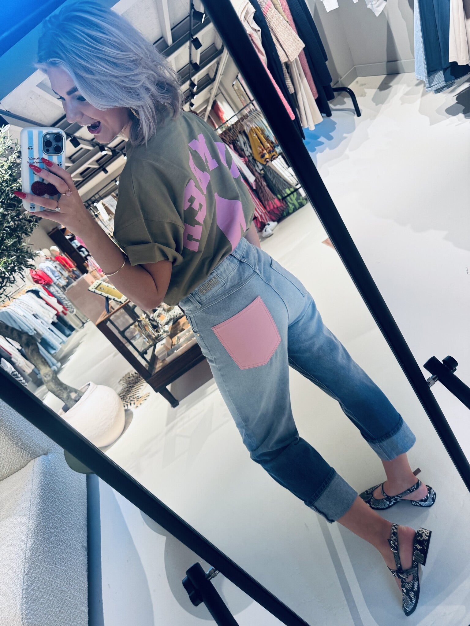 Habillle dip dye jeans - Aqua Blue