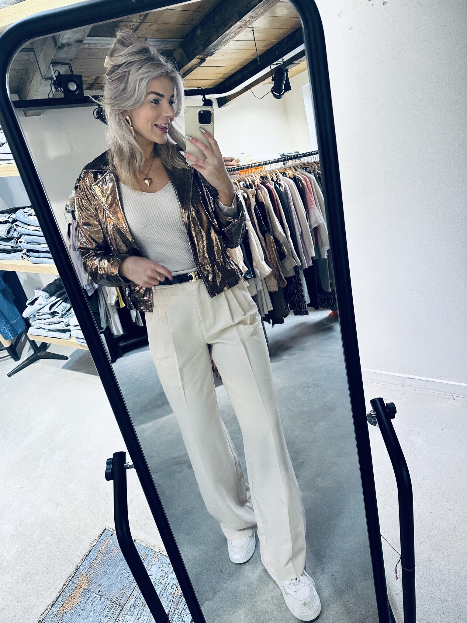 VolaCC Long Pleat Pant - Bone