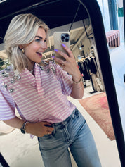 Titan embellished polo shirt - Pink Sorbet