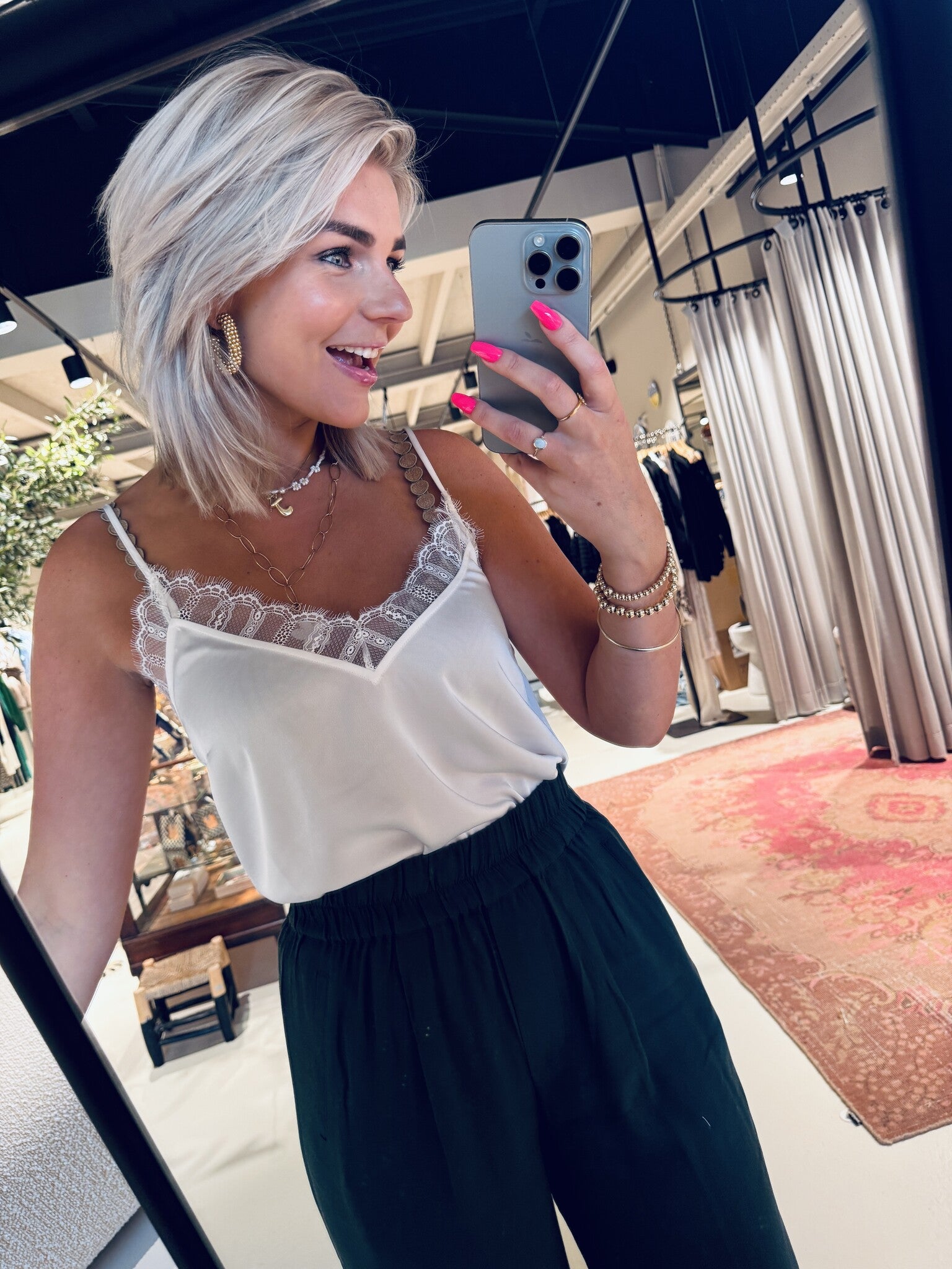 Ipso plain lace camisole - Milk White