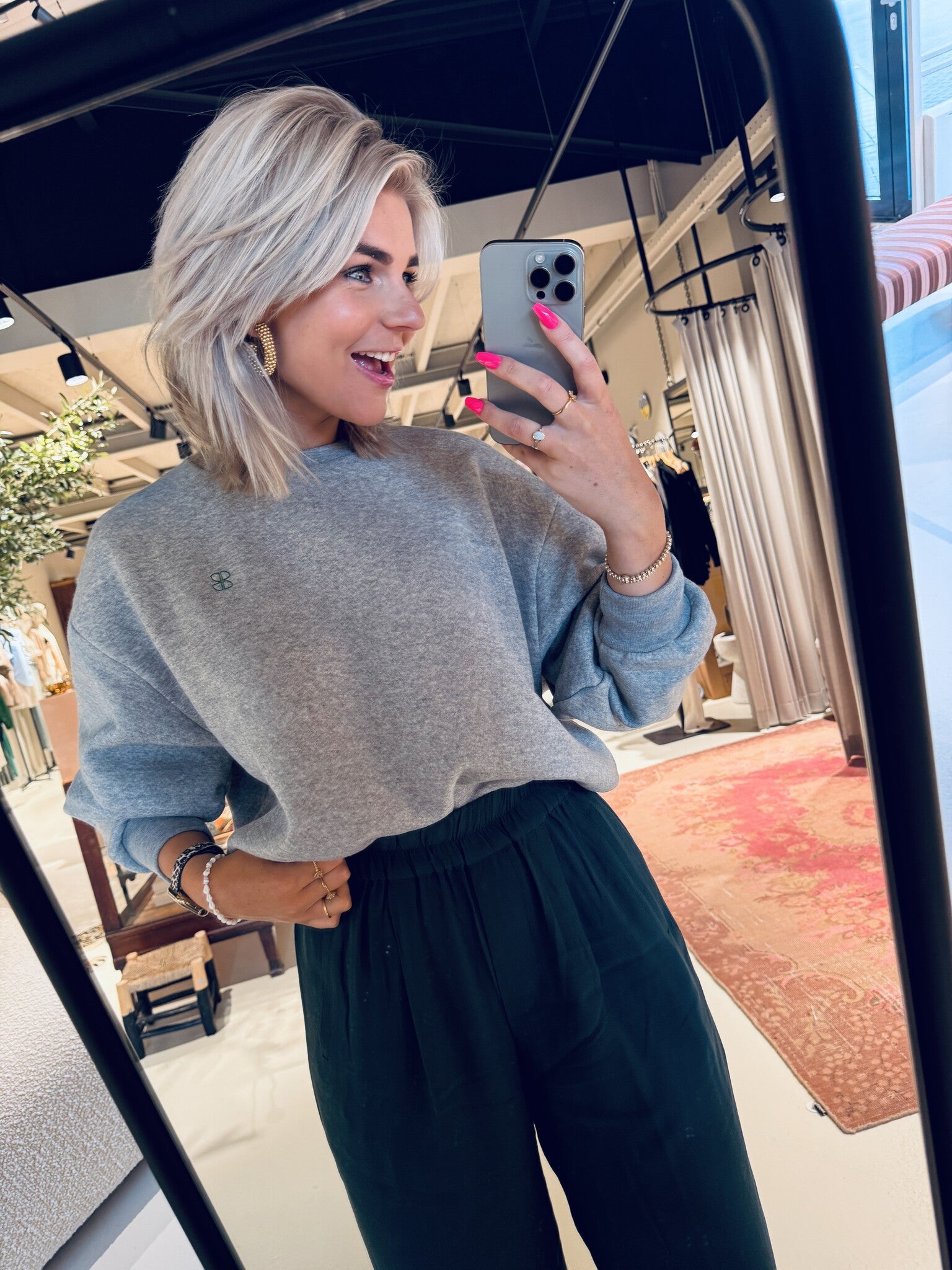 Bibi lucky curve sweater - Grey melee