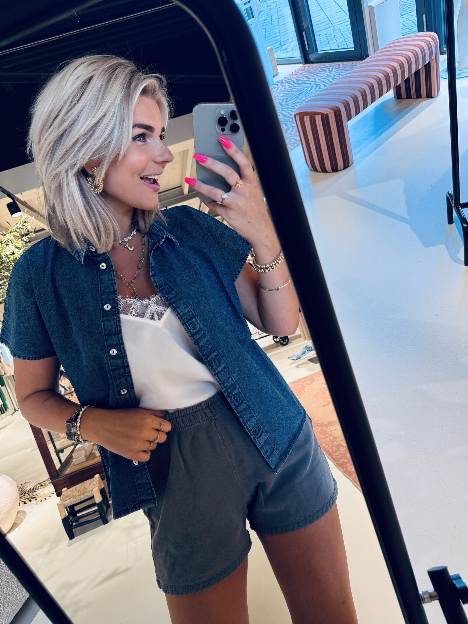 Karly denim blouse - Medium denim