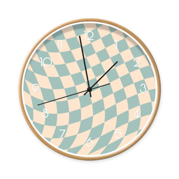 Klok Swirl Green hout/zwart 30cm