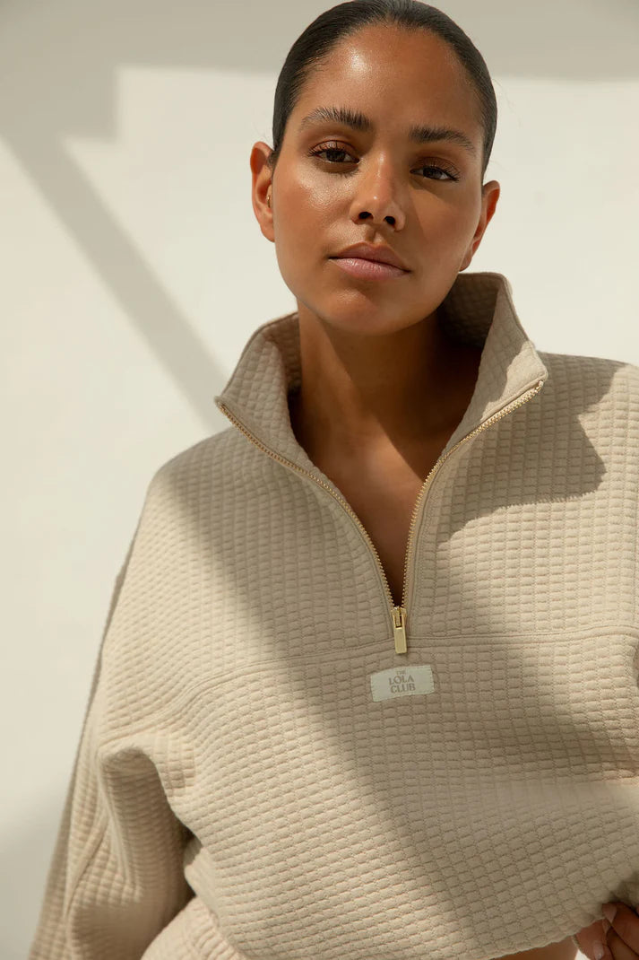 Lena Half Zip Cardigan - Taupe