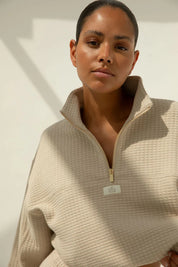 Lena Half Zip Cardigan - Taupe